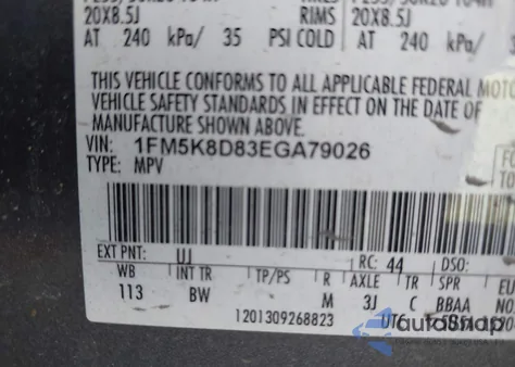 2014 Ford Explorer Xlt from USA, damaged, VIN 1FM5K8D83EGA79026